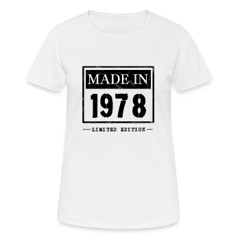 1978 - Frauen T-Shirt atmungsaktiv - Weiß - Vorne - AI Model Female 172 dark (172cm)