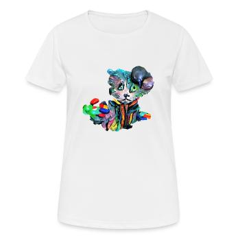 Farbenfrohe Katze - Frauen T-Shirt atmungsaktiv - Weiß - Vorne - AI Model Female 172 dark (172cm)