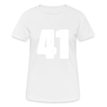 41 Maillot numéro - T-shirt respirant Femme - blanc - Devant - AI Model Female 172 dark (172cm)