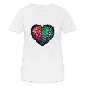 Le cerveau et le cœur ont fusionné - T-shirt respirant Femme - blanc - Devant - AI Model Female 172 dark (172cm)