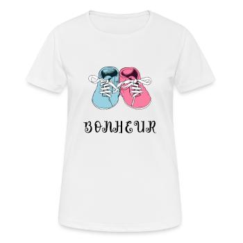 Bonheur de chaussons - T-shirt respirant Femme - blanc - Devant - AI Model Female 172 dark (172cm)