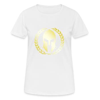 Sparta Helm Gold Mythologie Krieger Gladiator - Frauen T-Shirt atmungsaktiv - Weiß - Vorne - AI Model Female 172 dark (172cm)