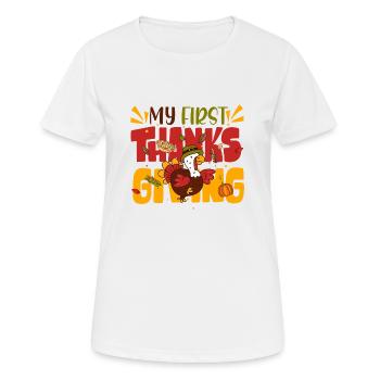 Mon premier jour de Thanksgiving, drôle de dinde - T-shirt respirant Femme - blanc - Devant - AI Model Female 172 dark (172cm)