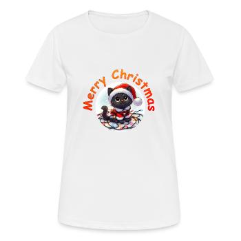 Christmas Cat Fairy Lights - Frauen T-Shirt atmungsaktiv - Weiß - Vorne - AI Model Female 172 dark (172cm)