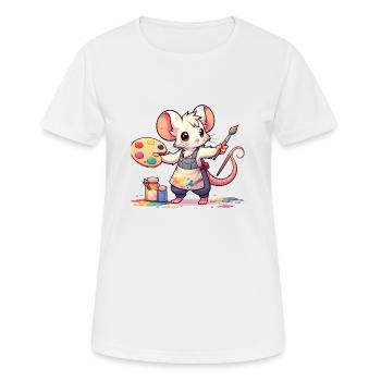 Cute Mouse Artist - Women's Breathable T-Shirt - white - Front - AI Model Female 172 dark (172cm)