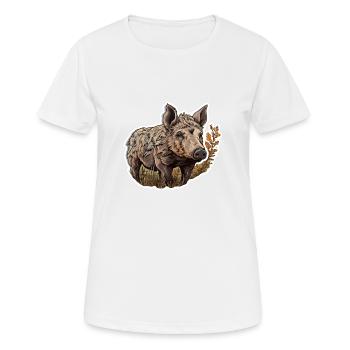 Wildschwein auf einem Feld - Frauen T-Shirt atmungsaktiv - Weiß - Vorne - AI Model Female 172 dark (172cm)
