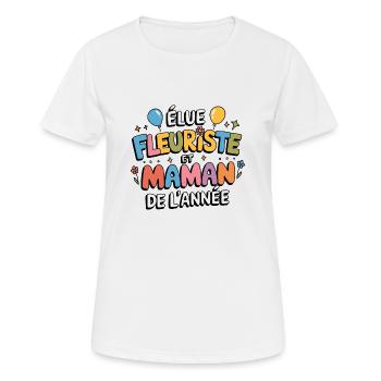 Elu fleuriste et maman de l'année - T-shirt respirant Femme - blanc - Devant - AI Model Female 172 dark (172cm)