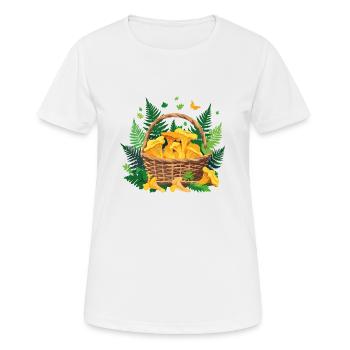 Panier de champignons chanterelle - T-shirt respirant Femme - blanc - Devant - AI Model Female 172 dark (172cm)