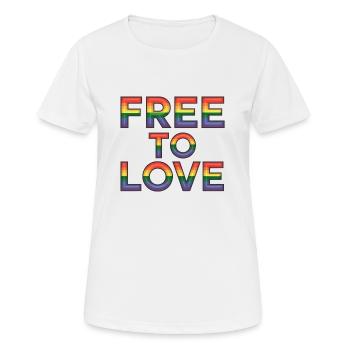 Free to love - LGBT - Frauen T-Shirt atmungsaktiv - Weiß - Vorne - AI Model Female 172 dark (172cm)