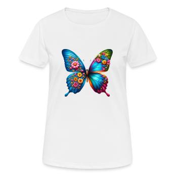Bunter Schmetterling, von der Natur inspirierte Sommerstimmungen - Frauen T-Shirt atmungsaktiv - Weiß - Vorne - AI Model Female 172 dark (172cm)