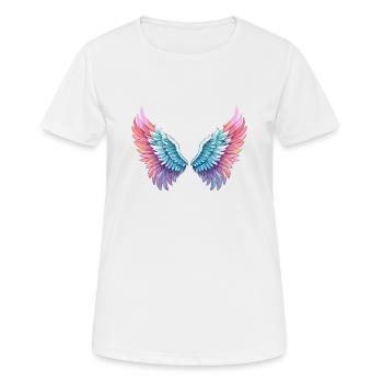 angelwings,engelsflügel,graffiti,malerei,bunt - Frauen T-Shirt atmungsaktiv - Weiß - Vorne - AI Model Female 172 dark (172cm)