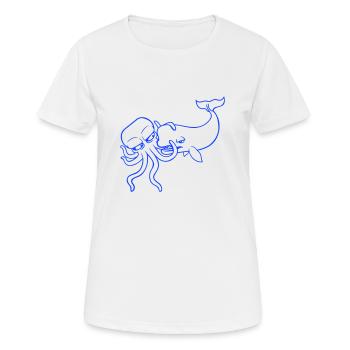 Octopus Whale 2 Combattre Monstre des profondeurs Monstre marin - T-shirt respirant Femme - blanc - Devant - AI Model Female 172 dark (172cm)