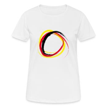 srg02 schwarz rot gold - Frauen T-Shirt atmungsaktiv - Weiß - Vorne - AI Model Female 172 dark (172cm)