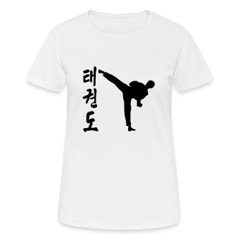 taekwondo high kick coup de pied combat - T-shirt respirant Femme - blanc - Devant - AI Model Female 172 dark (172cm)