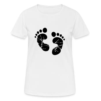 Empreinte de pieds de bébé - T-shirt respirant Femme - blanc - Devant - AI Model Female 172 dark (172cm)
