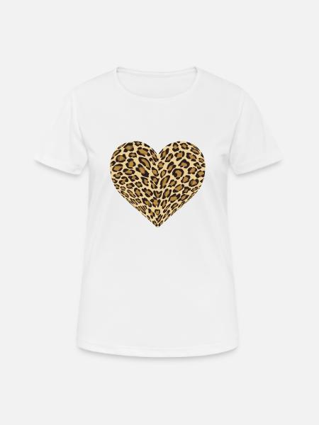 Leopard Heart - Women's Breathable T-Shirt - white
