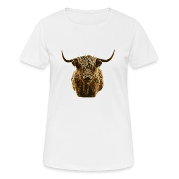 Scottish Highlander - Frauen T-Shirt atmungsaktiv - Weiß - Vorne - AI Model Female 172 dark (172cm)