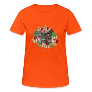 Leo The Cat - Women's Breathable T-Shirt - neon orange - Front - AI Model Female 172 dark (172cm)