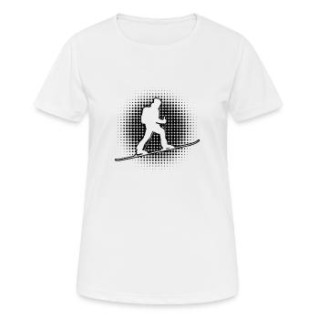 Ski Mountaineering Herren Skiing Tour Ski Touring - Frauen T-Shirt atmungsaktiv - Weiß - Vorne - AI Model Female 172 dark (172cm)