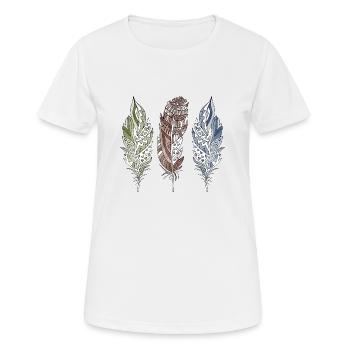 Feder - Frauen T-Shirt atmungsaktiv - Weiß - Vorne - AI Model Female 172 dark (172cm)