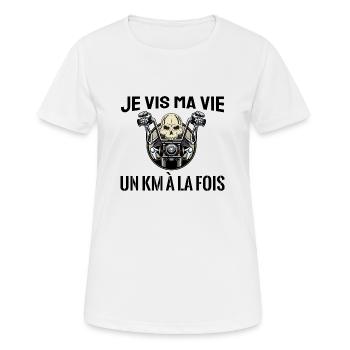 je vis ma vie un km à la fois - T-shirt respirant Femme - blanc - Devant - AI Model Female 172 dark (172cm)