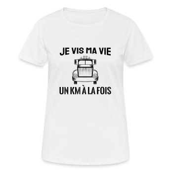 je vis ma vie un km à la fois - T-shirt respirant Femme - blanc - Devant - AI Model Female 172 dark (172cm)