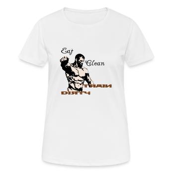 Sparte, manger proprement, s’entraîner sale - T-shirt respirant Femme - blanc - Devant - AI Model Female 172 dark (172cm)