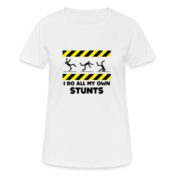 Ich mache alle meine Stunts selbst - Frauen T-Shirt atmungsaktiv - Weiß - Vorne - AI Model Female 172 dark (172cm)