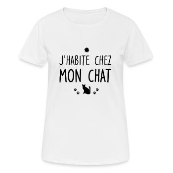 j habite chez mon chat - T-shirt respirant Femme - blanc - Devant - AI Model Female 172 dark (172cm)