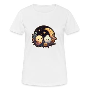 Verliebte Tierchen, Sternenhimmel - Frauen T-Shirt atmungsaktiv - Weiß - Vorne - AI Model Female 172 dark (172cm)