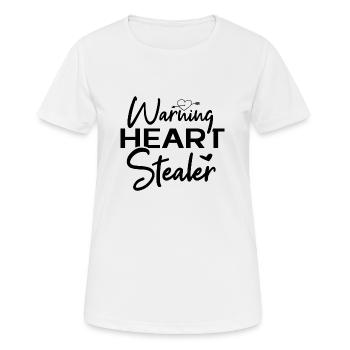 Avertissement voleur de cœur - T-shirt respirant Femme - blanc - Devant - AI Model Female 172 dark (172cm)