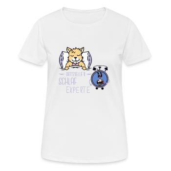 Wecker Getriebe Uhrzeit Katze Bett schlafen müde - Frauen T-Shirt atmungsaktiv - Weiß - Vorne - AI Model Female 172 dark (172cm)