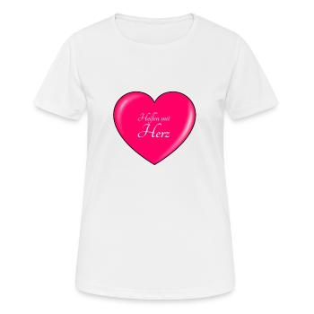 Helfen mit HERZ - Frauen T-Shirt atmungsaktiv - Weiß - Vorne - AI Model Female 172 dark (172cm)