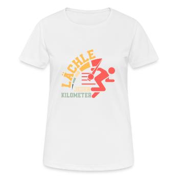 Lächle jeden Kilometer Joggen Laufen - Frauen T-Shirt atmungsaktiv - Weiß - Vorne - AI Model Female 172 dark (172cm)