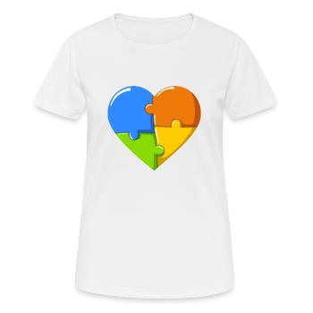 Autism heart colorful - Frauen T-Shirt atmungsaktiv - Weiß - Vorne - AI Model Female 172 dark (172cm)