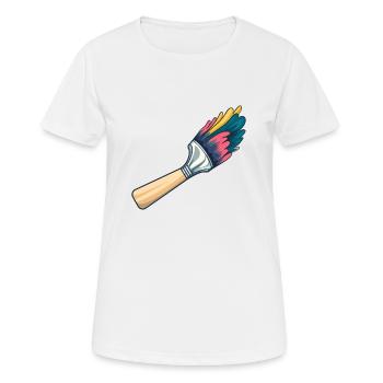 Pinceaux pour peintres - T-shirt respirant Femme - blanc - Devant - AI Model Female 172 dark (172cm)