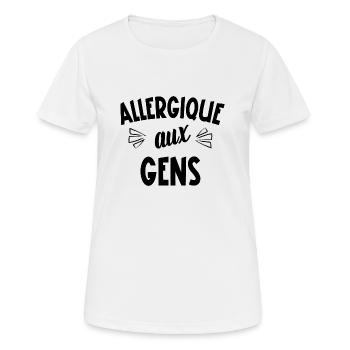 allergique aux gens - T-shirt respirant Femme - blanc - Devant - AI Model Female 172 dark (172cm)