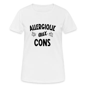 allergique aux cons - T-shirt respirant Femme - blanc - Devant - AI Model Female 172 dark (172cm)