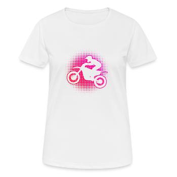 Motocross Damen Freestyle Motocross Dirt Bike - Frauen T-Shirt atmungsaktiv - Weiß - Vorne - AI Model Female 172 dark (172cm)