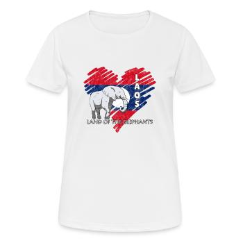 Laos Lao Laotian Flag Elephant Lao I Gift - Women's Breathable T-Shirt - white - Front - AI Model Female 172 dark (172cm)
