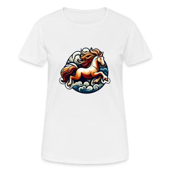Art Équestre - Chevaux Galopants - T-shirt respirant Femme - blanc - Devant - AI Model Female 172 dark (172cm)