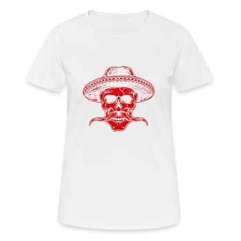 Mexikaner Totenkopf Sombrero - Frauen T-Shirt atmungsaktiv - Weiß - Vorne - AI Model Female 172 dark (172cm)