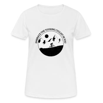 Embrace the Touring Cyclist in You - Frauen T-Shirt atmungsaktiv - Weiß - Vorne - AI Model Female 172 dark (172cm)