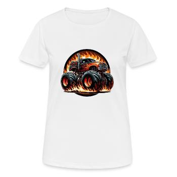 Monstertruck feurig - Frauen T-Shirt atmungsaktiv - Weiß - Vorne - AI Model Female 172 dark (172cm)