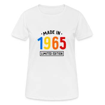Fabriqué en 1965 - Edition limitée - Année de naissance - T-shirt respirant Femme - blanc - Devant - AI Model Female 172 dark (172cm)