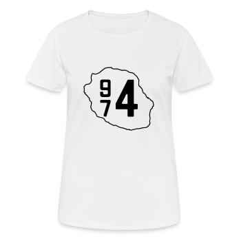 Réunion 974 - T-shirt respirant Femme - blanc - Devant - AI Model Female 172 dark (172cm)