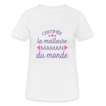 certifié la meilleure maman du monde - T-shirt respirant Femme - blanc - Devant - AI Model Female 172 dark (172cm)