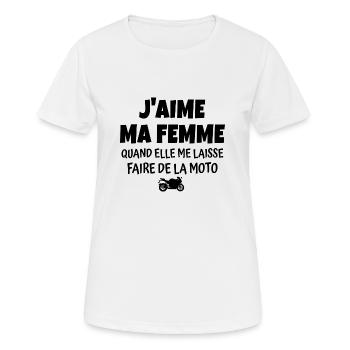 j aime ma femme / humour mortard - T-shirt respirant Femme - blanc - Devant - AI Model Female 172 dark (172cm)