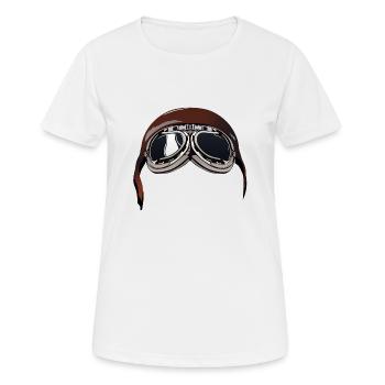 vieux casque moto motard lunette 6022 A - T-shirt respirant Femme - blanc - Devant - AI Model Female 172 dark (172cm)