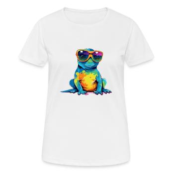 Lila la salamandre à lunettes - T-shirt respirant Femme - blanc - Devant - AI Model Female 172 dark (172cm)